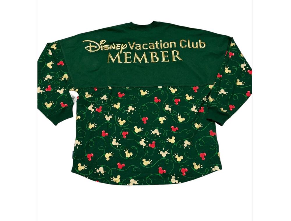 NWOT Disney Parks DVC Disney Vacation Club Christmas Light Gold Spirit Jersey M